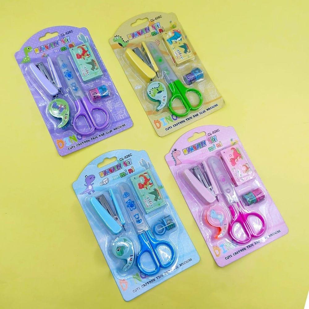 Dinosaur Theme Stationery Set for Kids - 6 Pcs Plastic Craft Tools