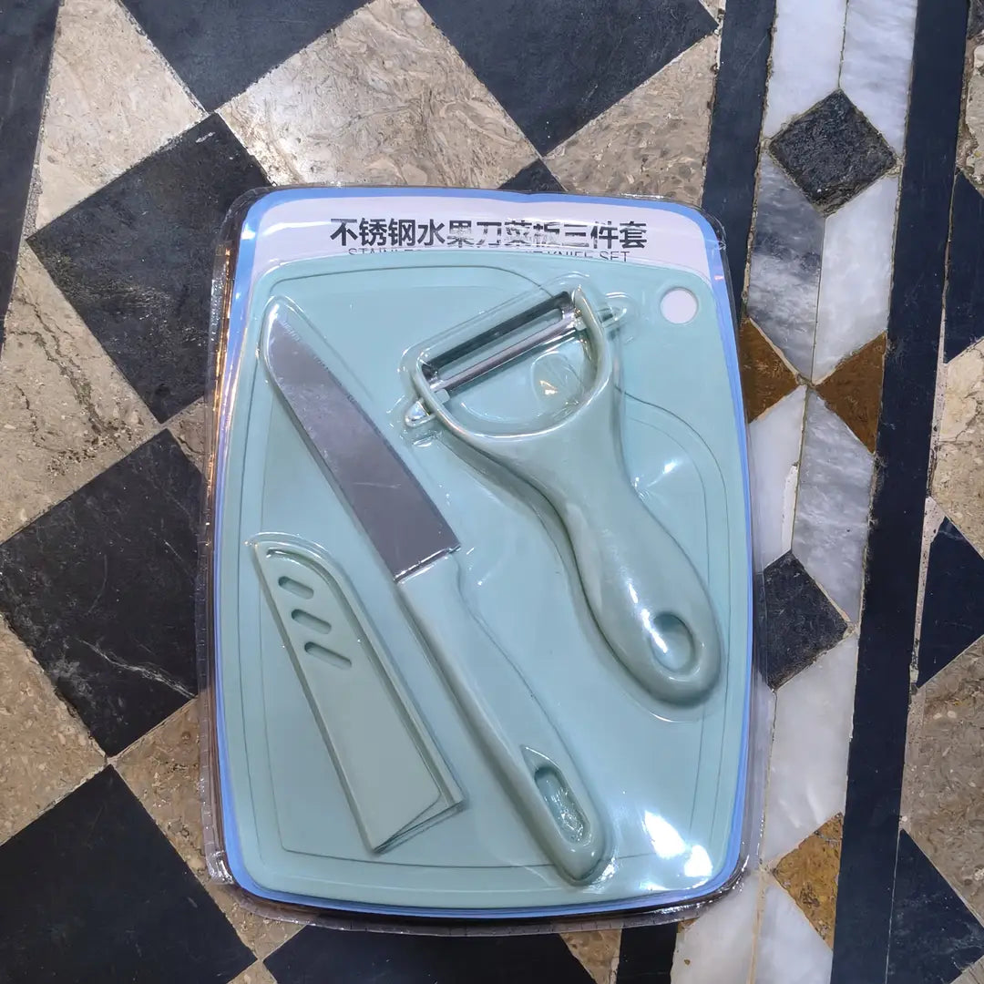 Original 3 In 1 Fruit Knife Set Cutting Board Peeler Knife Set