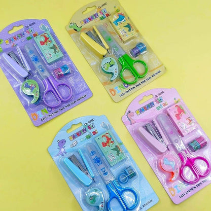 Dinosaur Theme Stationery Set for Kids - 6 Pcs Plastic Craft Tools