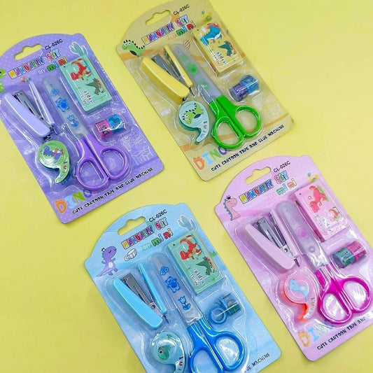 Dinosaur Theme Stationery Set for Kids - 6 Pcs Plastic Craft Tools
