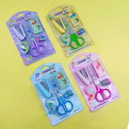 Dinosaur Theme Stationery Set for Kids - 6 Pcs Plastic Craft Tools