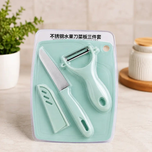 Original 3 In 1 Fruit Knife Set Cutting Board Peeler Knife Set