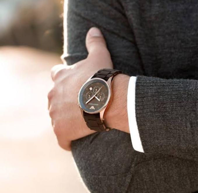 Men's Stainless Steel Analog Watch Brown Grey Black Blue