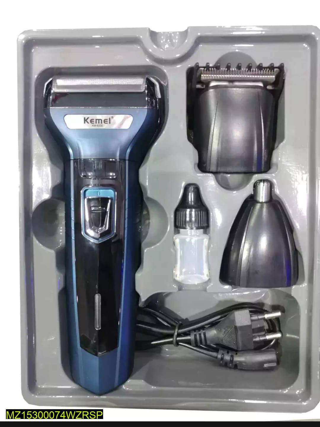 Kemei 3-in-1 Rechargeable Beard Trimmer Kit Blue KM-6331