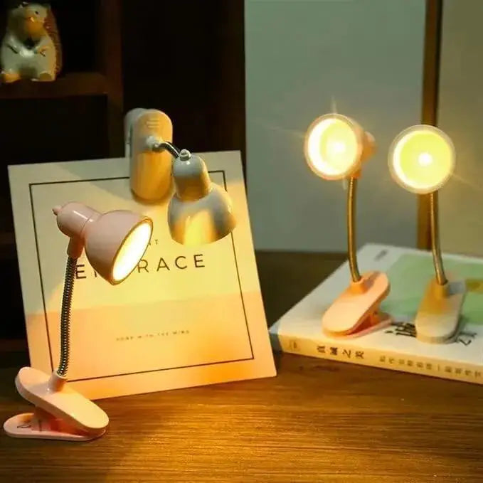 LED Clamp Lamp Pink White Adjustable Neck