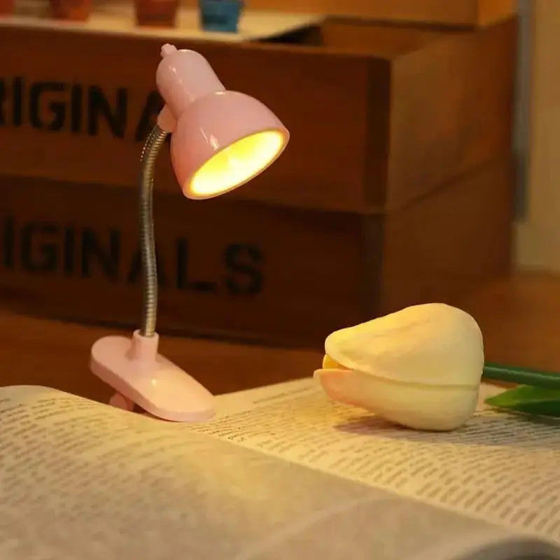 LED Clamp Lamp Pink White Adjustable Neck