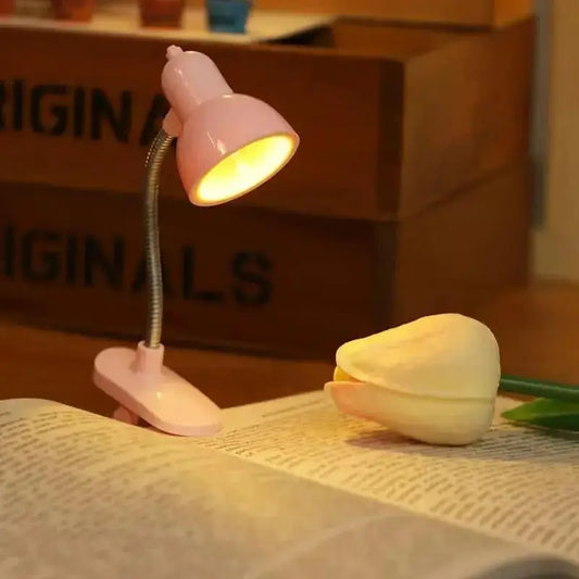 LED Clamp Lamp Pink White Adjustable Neck