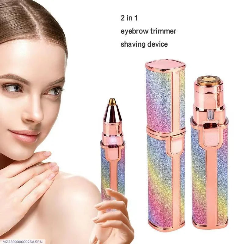 Rechargeable 2-in-1 Eyebrow Trimmer & Facial Shaver Multicolor